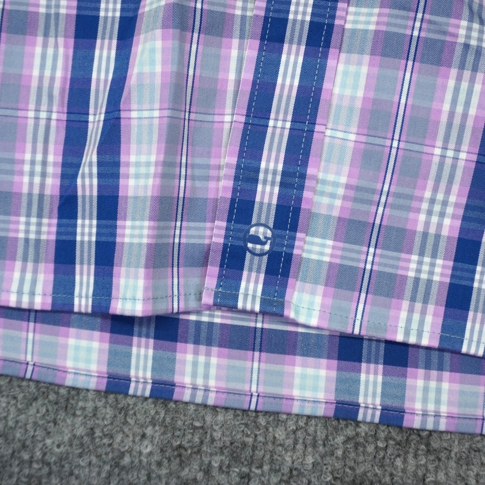 Vineyard Vines OTG Button Down Shirt Mens Large Purple Plaid Performance Brrr - Picture 3 of 11